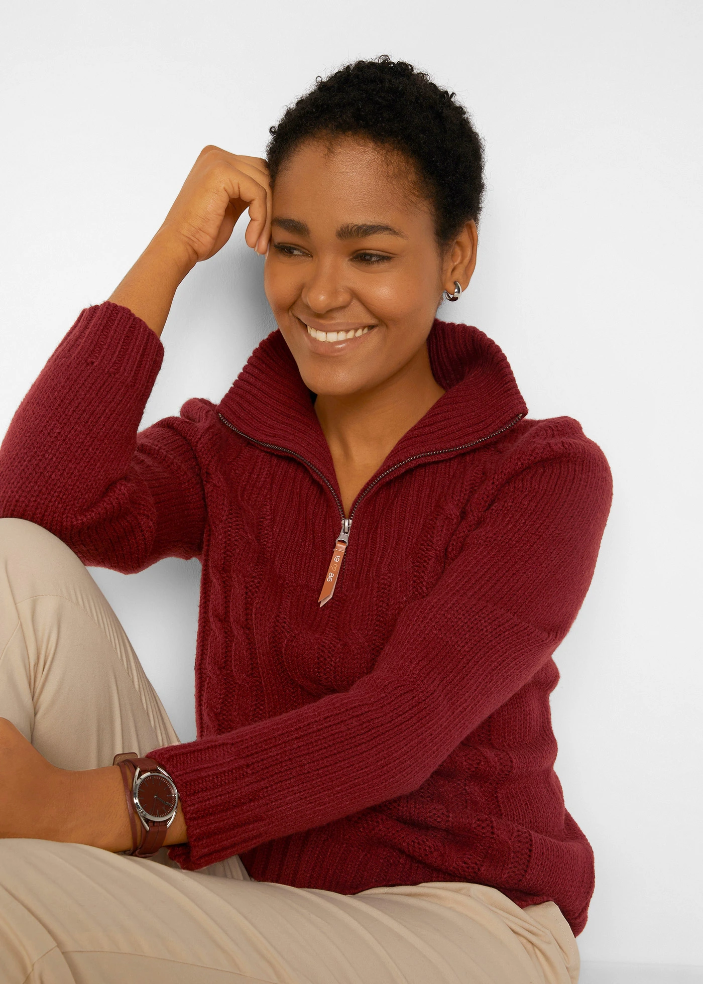 Pulover troyer cu coame • roşu castaniu • magazin bonprix