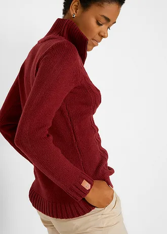 Pulover troyer cu coame • roşu castaniu • magazin bonprix