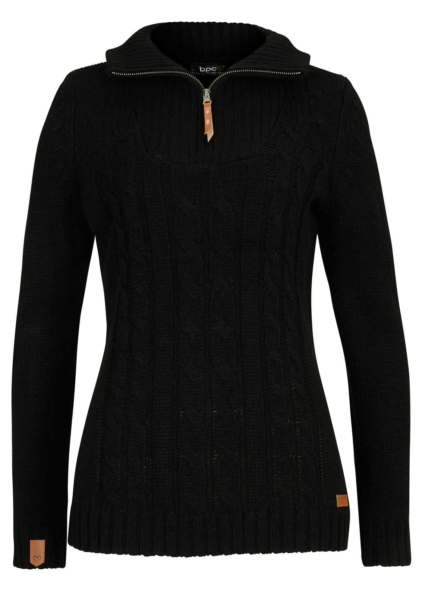 Pull camionneur en maille torsadée • noir • Boutique bonprix