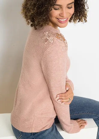 Svetr v zavinovacím vzhledu • růžová vintage melír • bonprix obchod