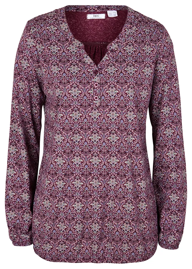 Gedessineerde longsleeve met Henley kraag