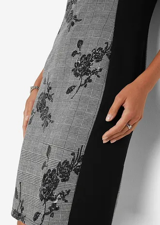 Rochie etui cu broderie cu paiete • negru cadrilat • magazin bonprix