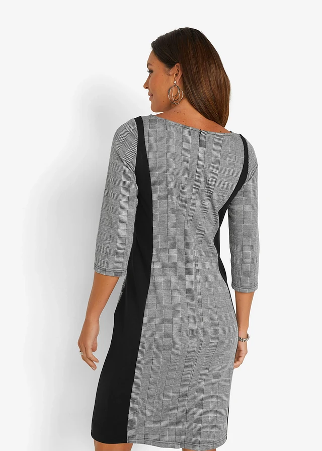 Robe fourreau avec sequins brodés, Couleur: noir carreaux