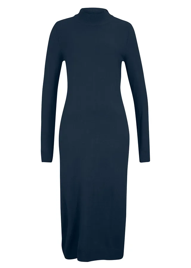 Šaty z jemného úpletu, se stojáčkem • tmavě modrá • bonprix obchod
