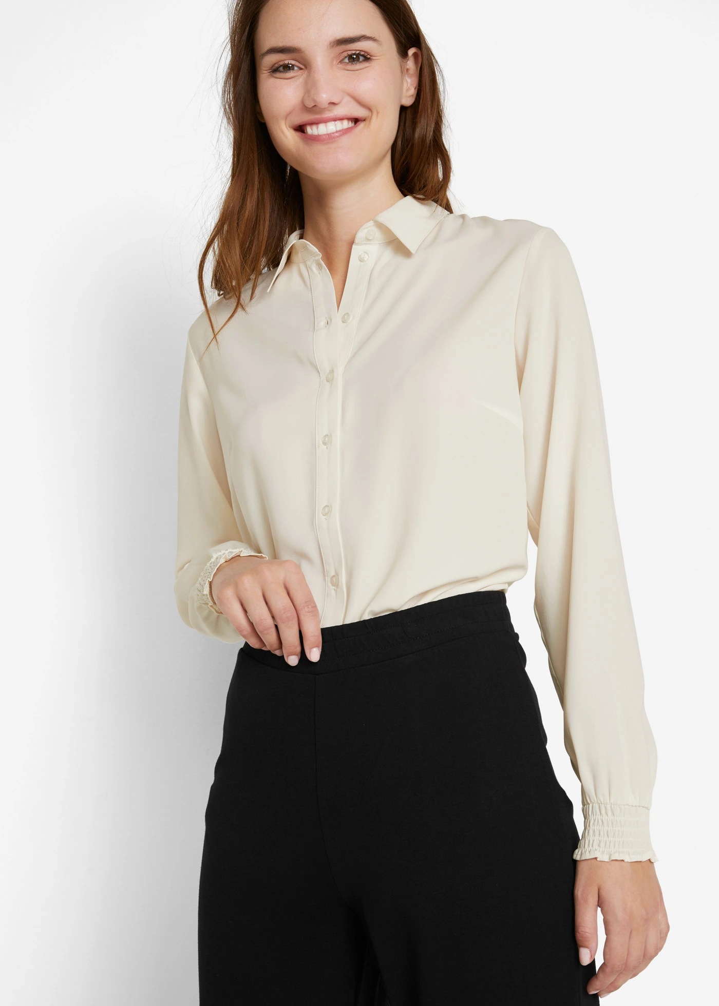 Wijde broek van een viscosemix met elastische band • zwart • bonprix online shop