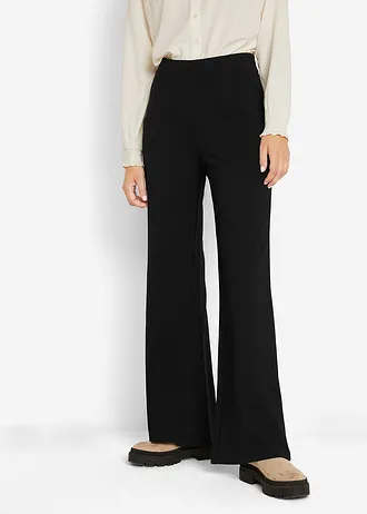 Pantaloni largi cu talie elastică din material cu viscoză • negru • magazin bonprix