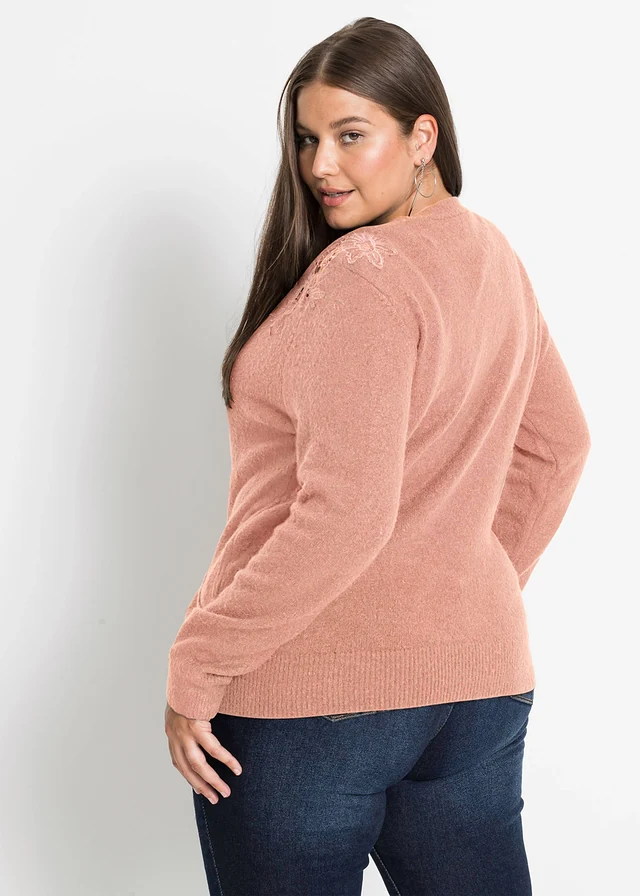 Pull cache-cœur, Couleur: rose vintage chiné