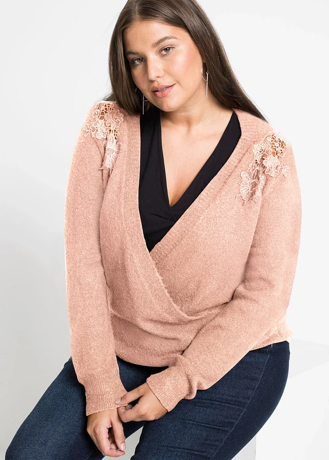 Trui in wikkellook, Kleur: vintage roze mêlee