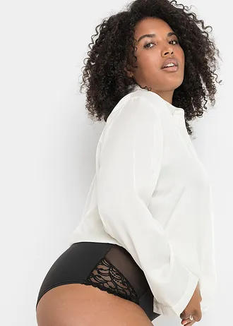 Zdobené stahovací bokové kalhotky, střední tvarující efekt, barva: černá