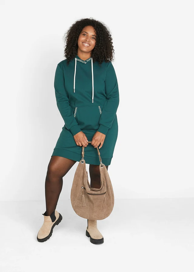 Robe sweat, Couleur: vert pétrole