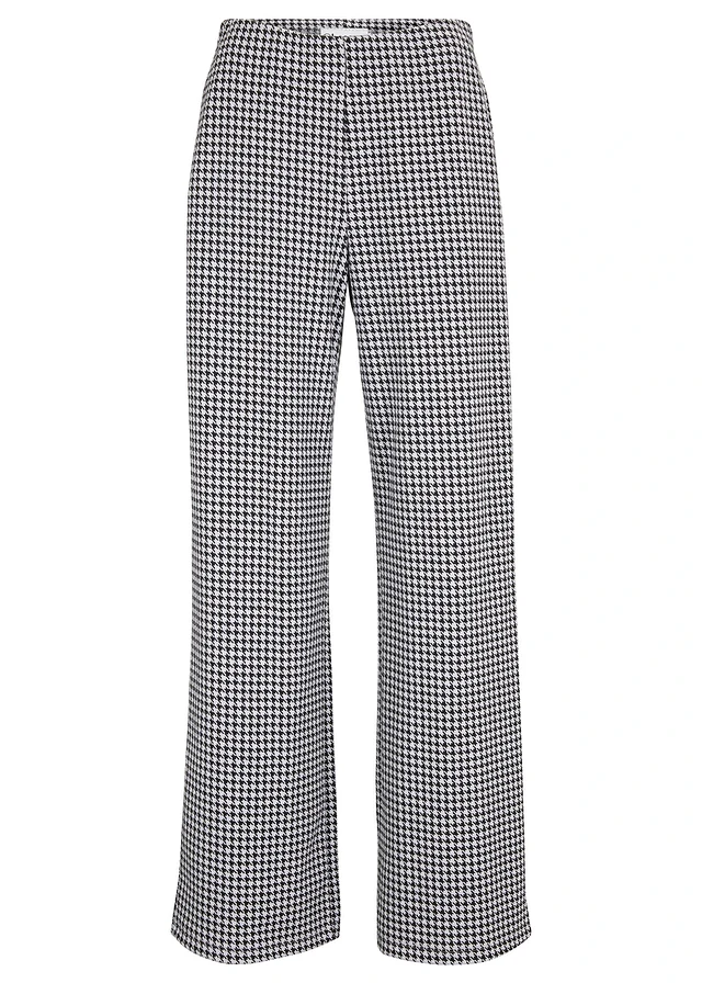 Pantalon large et extensible à motif pied-de-poule