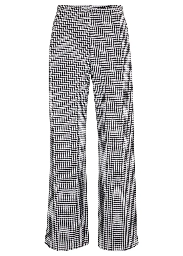 Pantaloni pepit cu stretch, wide leg