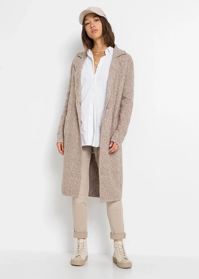 Manteau en maille, Couleur: taupe chiné
