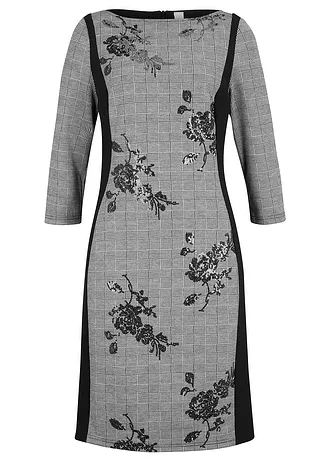 Rochie etui cu broderie cu paiete • negru cadrilat • magazin bonprix