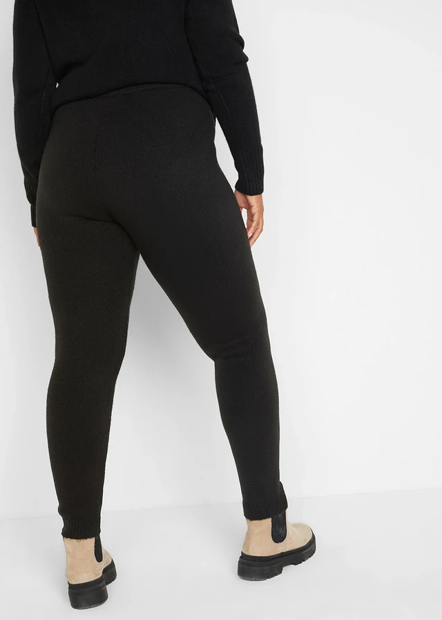 Thermolegging met geribde band, Kleur: zwart