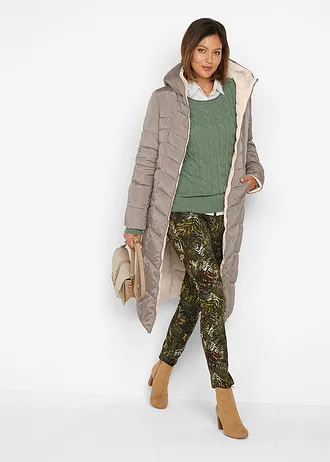 Prošívaný kabát, oboustranný • hnědošedo-slonovinová • bonprix obchod