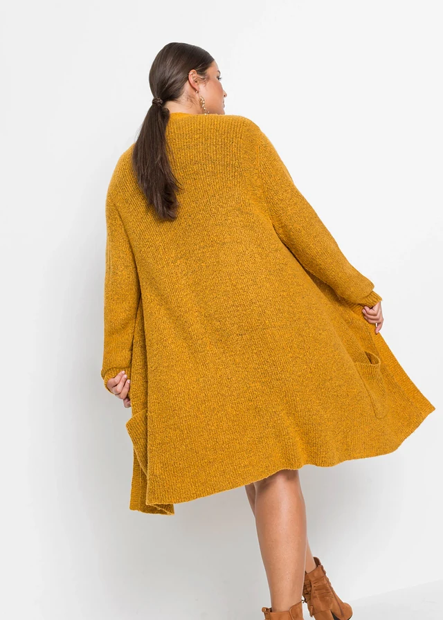 Gilet long en maille, Couleur: miel chiné