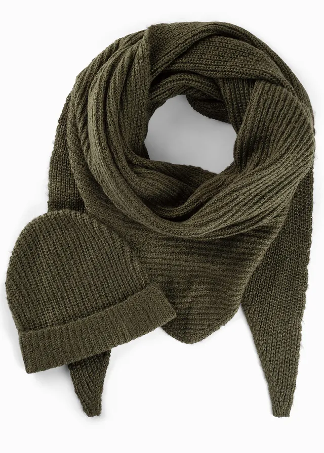 Šála a čepice (2dílná) • tmavě olivová • bonprix obchod