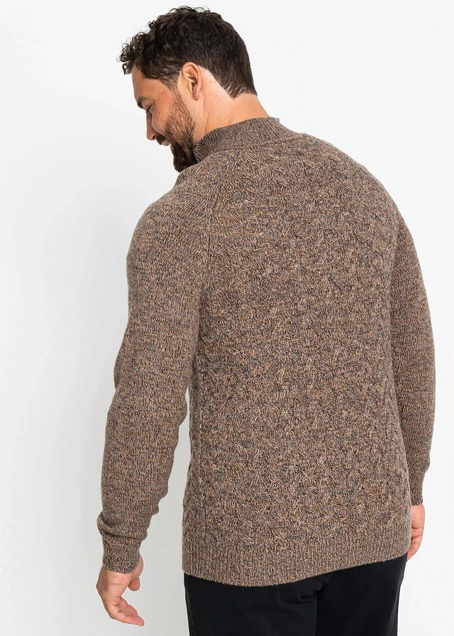 Schipperstrui met wol, Kleur: bruin gemêleerd