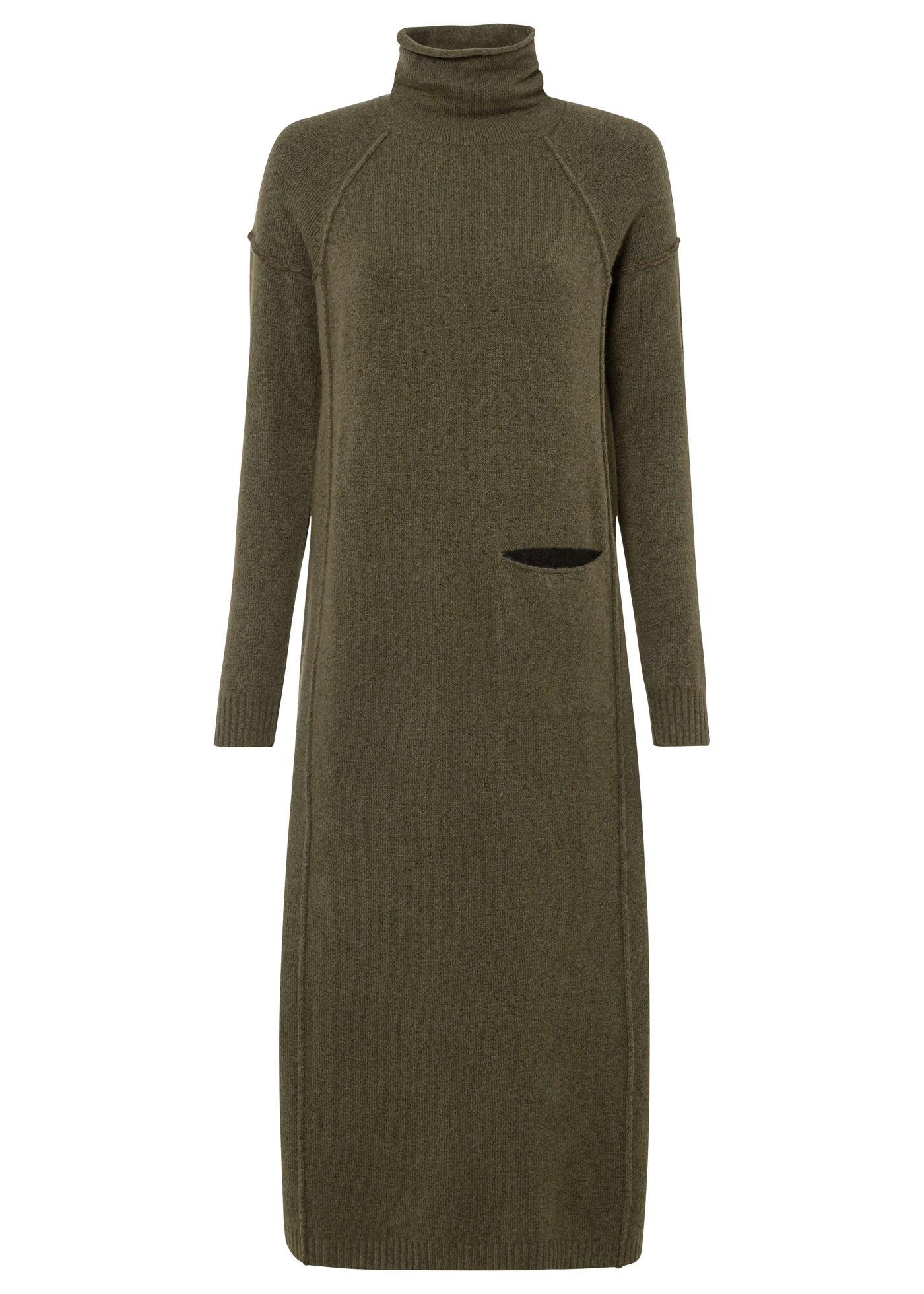 Pletené šaty s rolákovým límcem • tmavě olivový melír • bonprix obchod