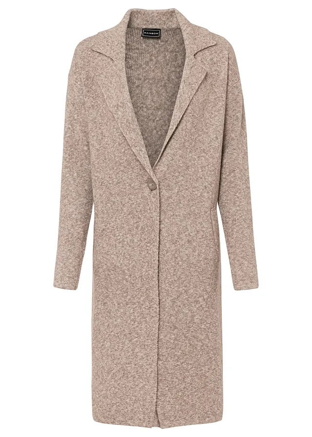 Dlouhý pletený kabát Loose Fit • hnědošedý melír • bonprix obchod