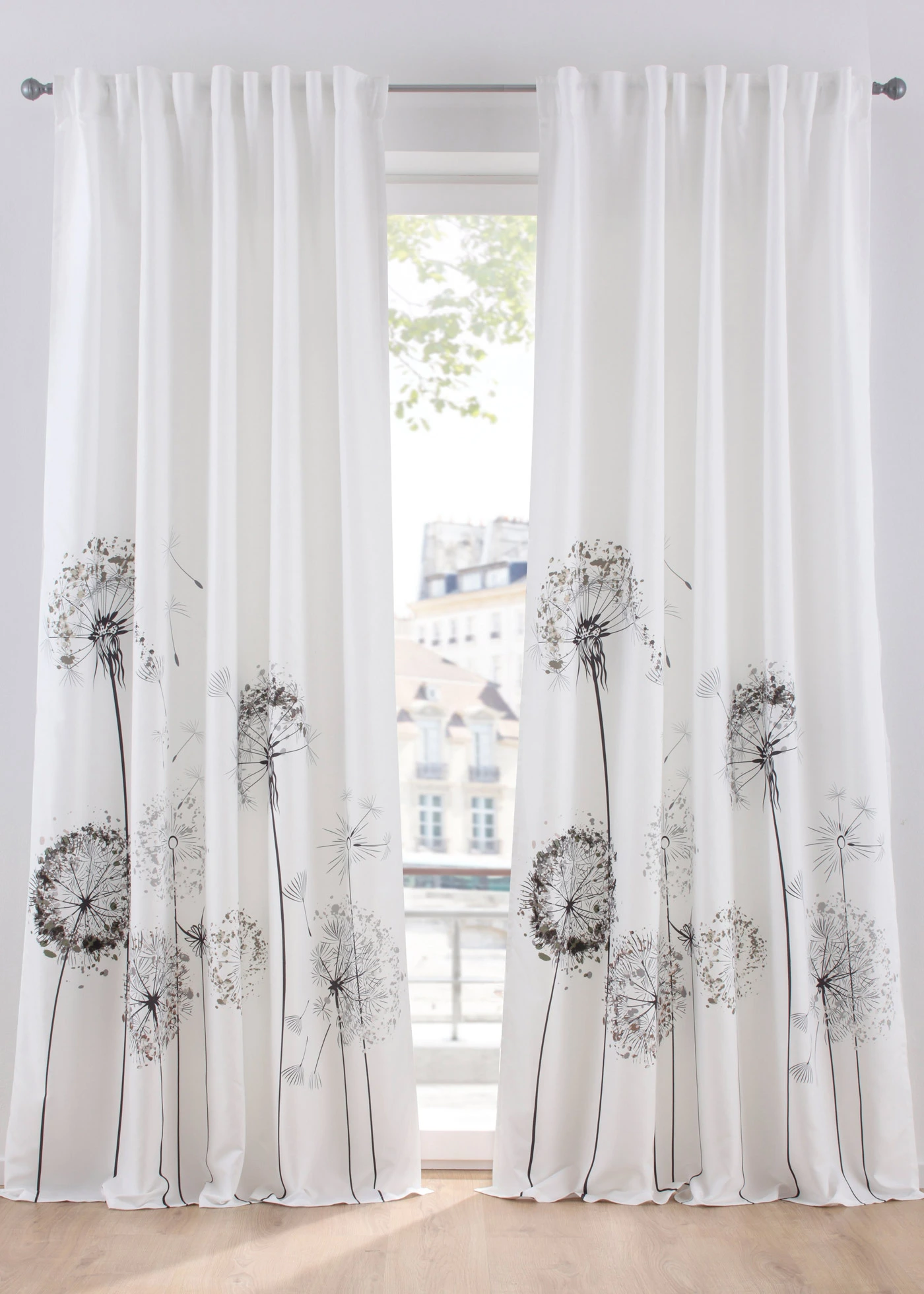 Rideau facile d’entretien en microfibre (1 pce) • blanc-gris • Boutique bonprix