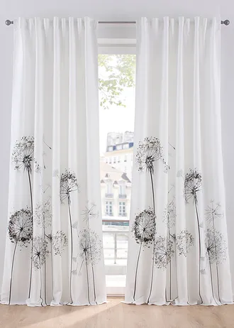 Onderhoudsvriendelijk microvezel gordijn (1 stuk) • wit-grijs • bonprix online shop