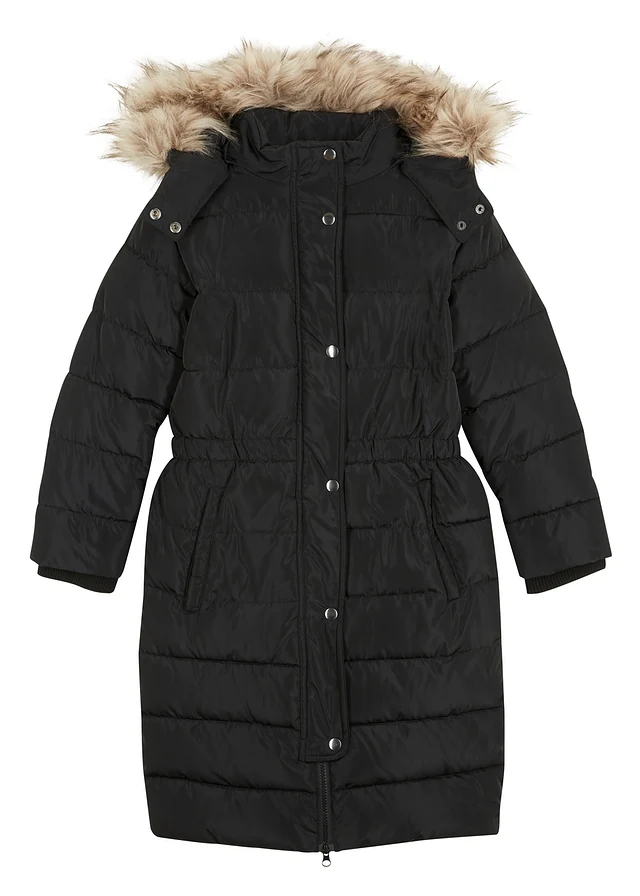 Manteau d’hiver rembourré à capuche amovible, Couleur: noir