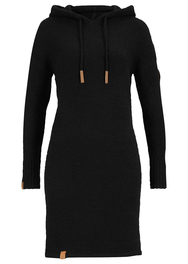 Robe en maille à capuche, Couleur: noir