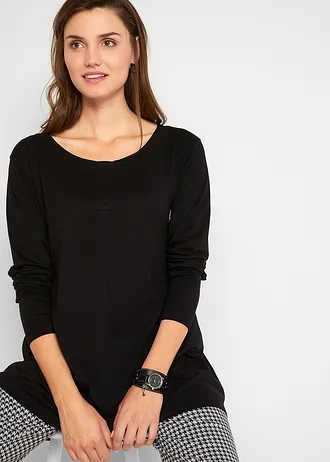 Longsleeve van een katoen/viscose-mix • zwart • bonprix online shop