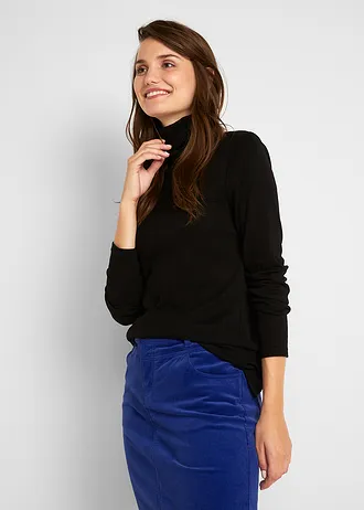 T-shirt col roulé 100% coton • noir • Boutique bonprix