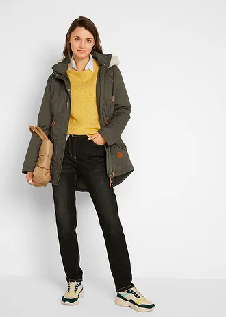 Vatovaná parka s umělou kožešinou • tmavě olivová • bonprix obchod