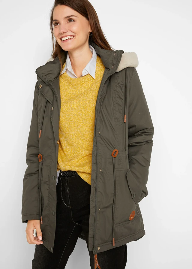 Parka rembourrée avec bordure sherpa • olive foncé • product-page.page-title-suffix