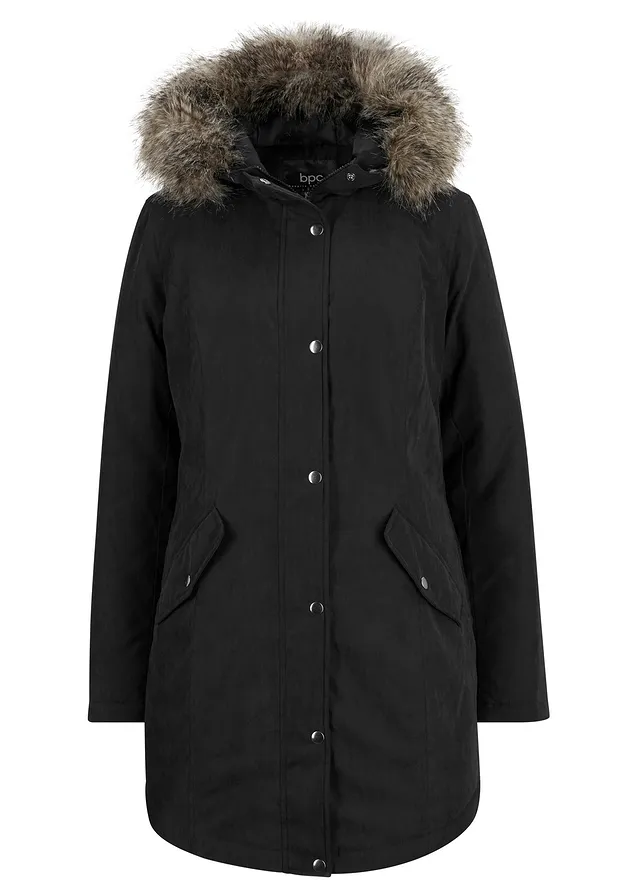 Parka avec fermetures zippées sur le côté, Couleur: noir