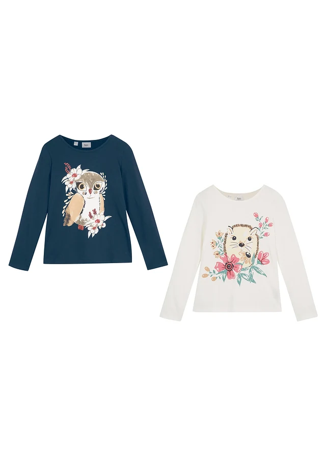 Longsleeve van biologisch katoen (set van 2) • wolwit-donkerblauw • product-page.page-title-suffix