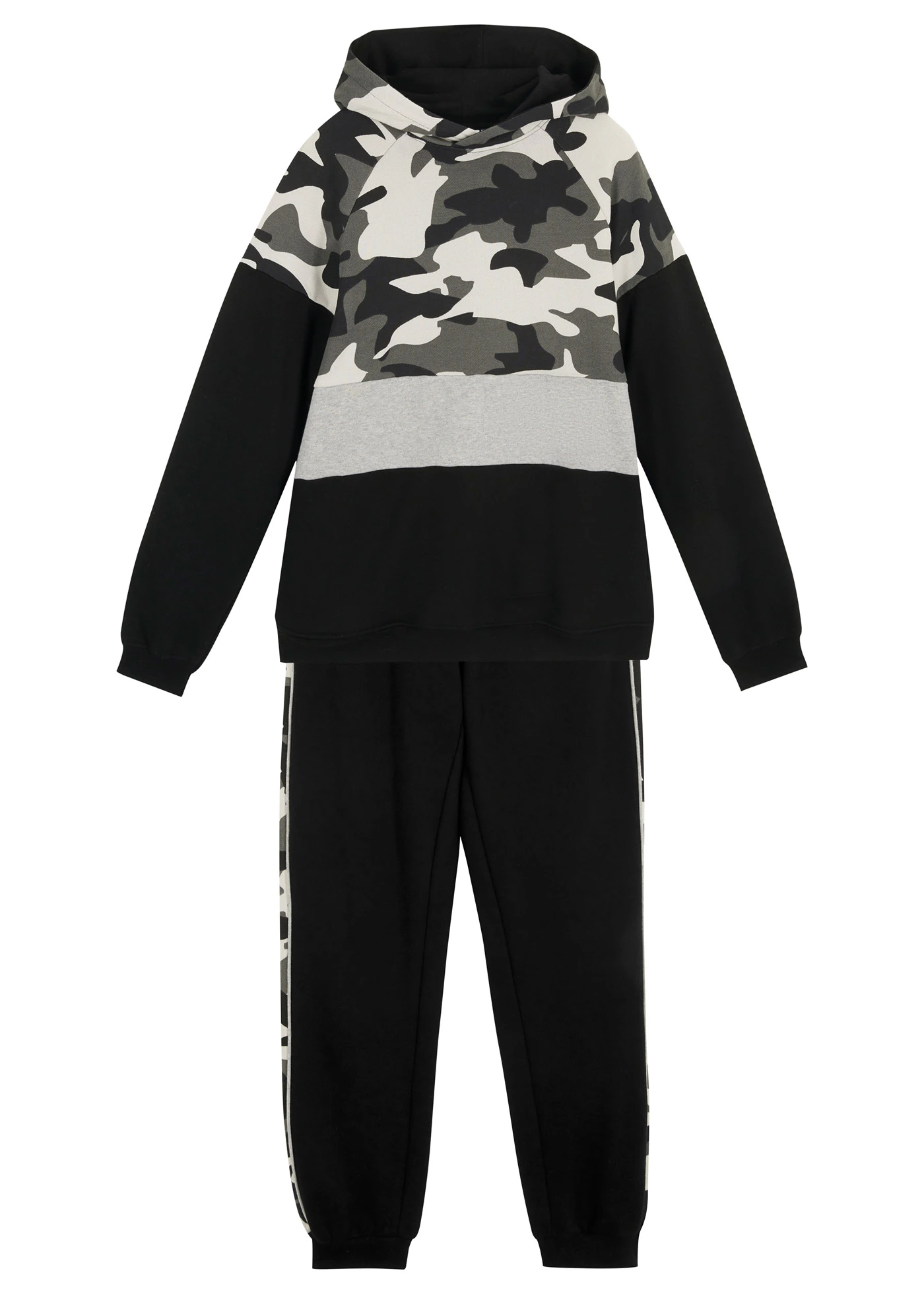 Joggingová souprava, z čisté organické bavlny (2dílná souprava) • černá s potiskem • bonprix obchod