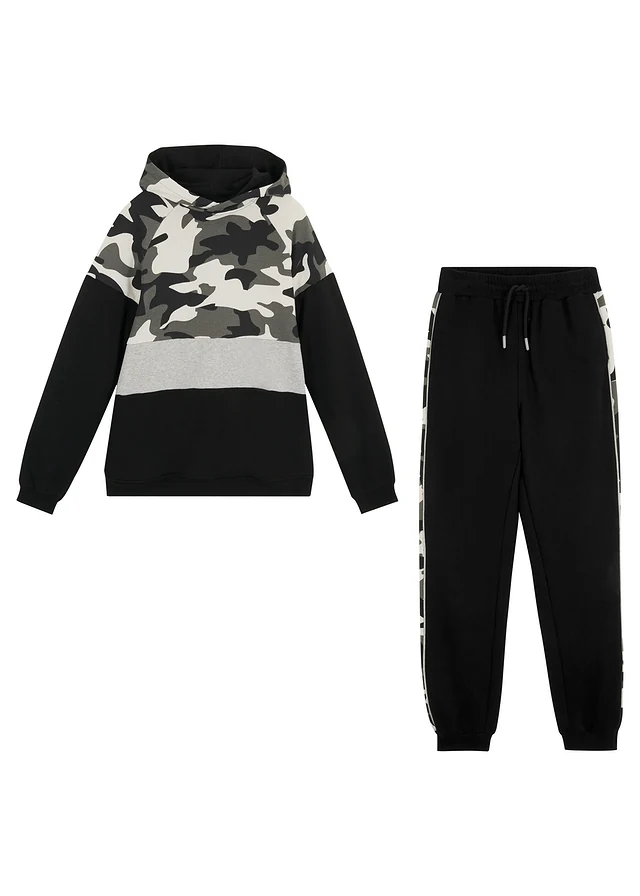 Jongens joggingpak van biologisch katoen (2-dlg. set) • zwart met print • product-page.page-title-suffix