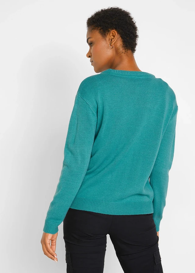 Gebreide trui met ronde hals • turkoois • product-page.page-title-suffix