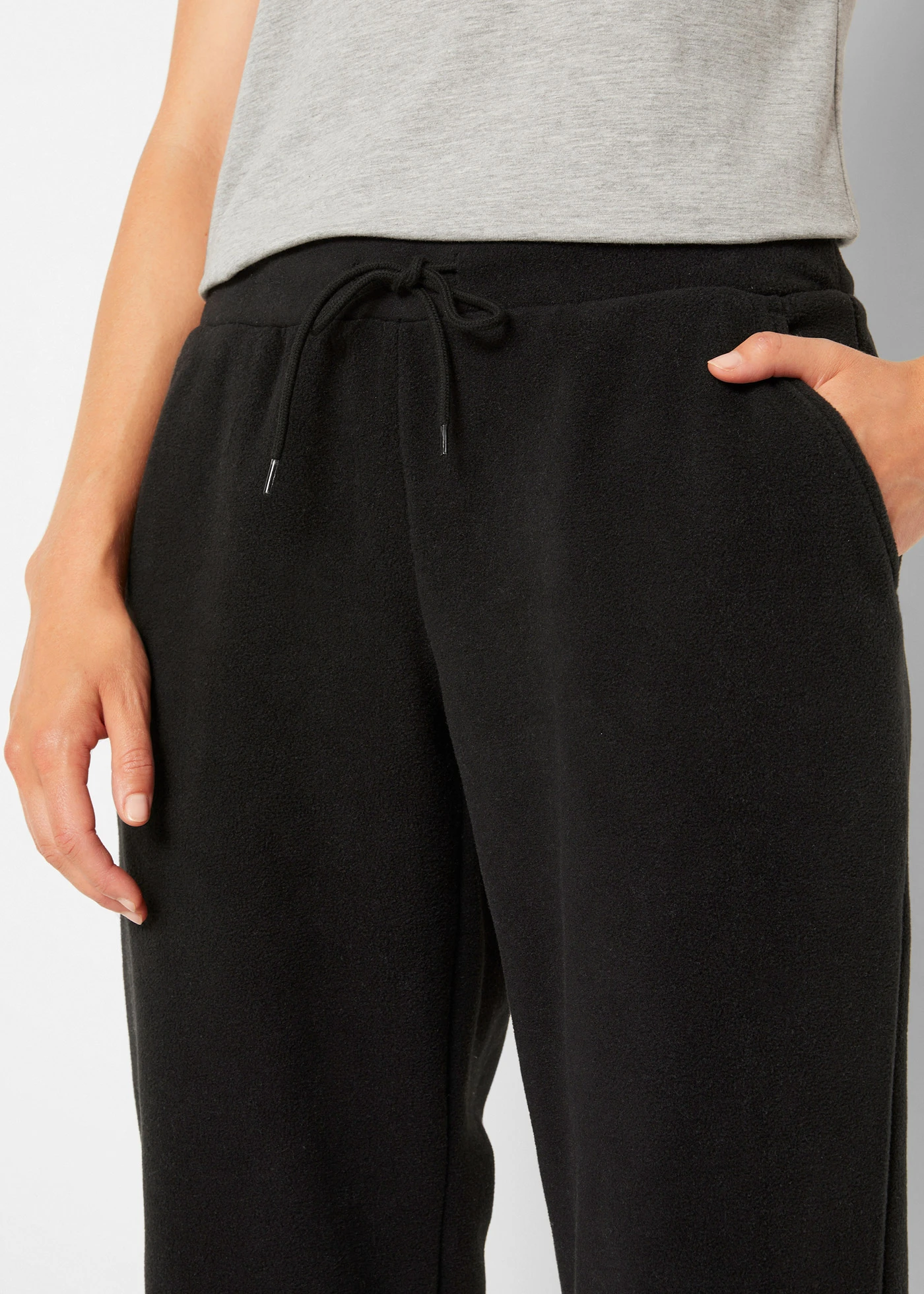 Pantaloni fără încheiere, din fleece • negru • magazin bonprix