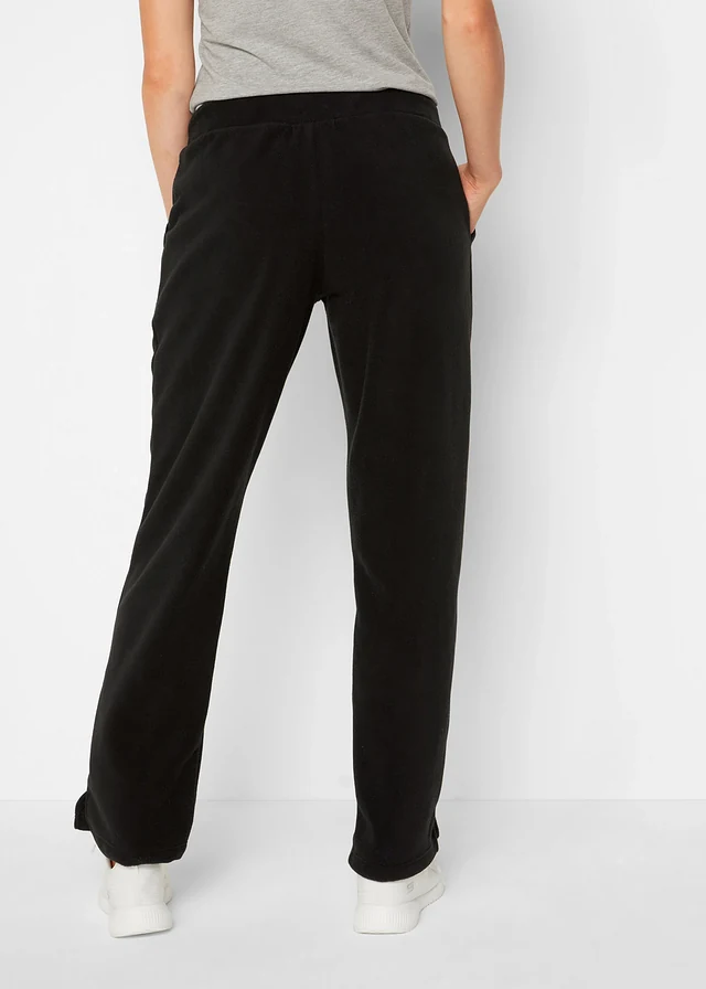 Pantalon large en polaire, Couleur: noir