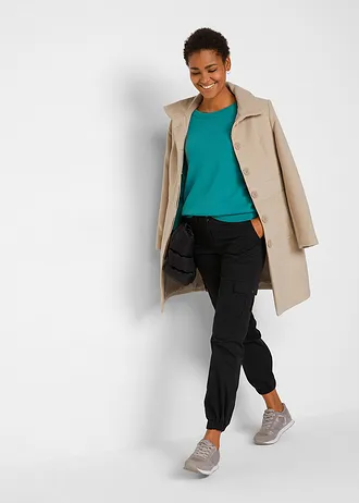 Gebreide trui met ronde hals, Kleur: turkoois