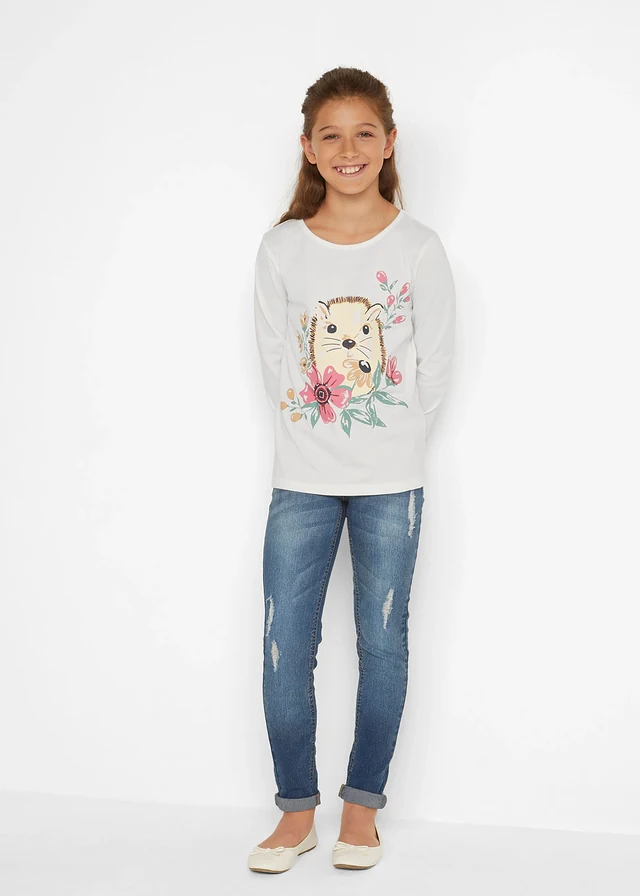 Lot de 2 T-shirts manches longues 100% coton • blanc cassé+bleu foncé • product-page.page-title-suffix
