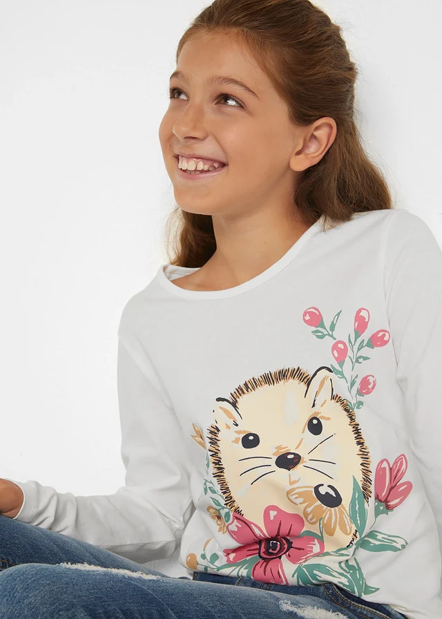 Lot de 2 T-shirts manches longues 100% coton • blanc cassé+bleu foncé • product-page.page-title-suffix