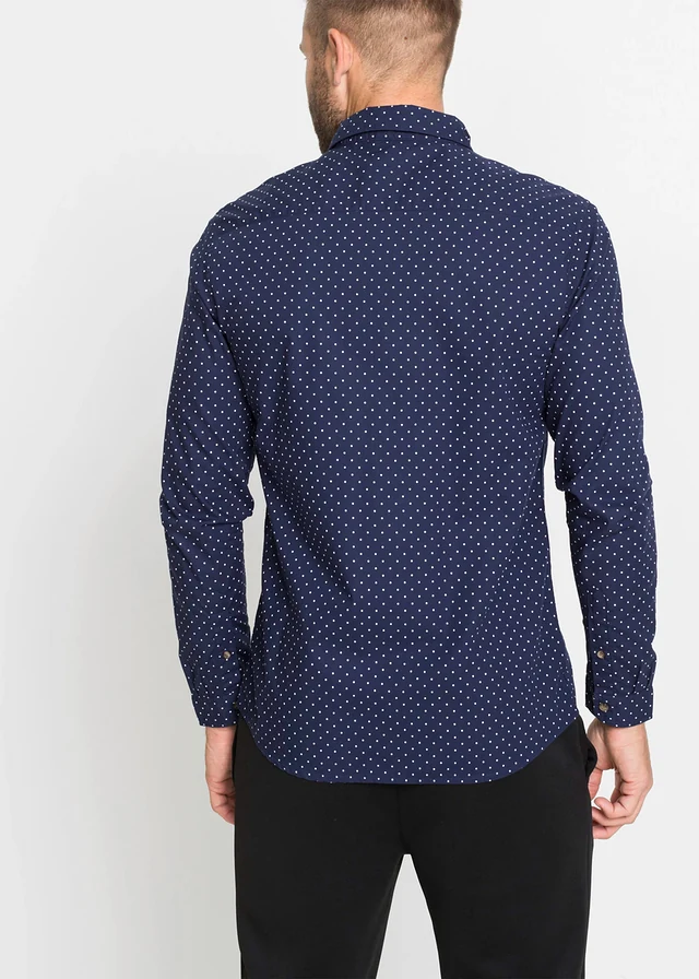 Chemise 100% coton, Slim • bleu foncé pois • product-page.page-title-suffix