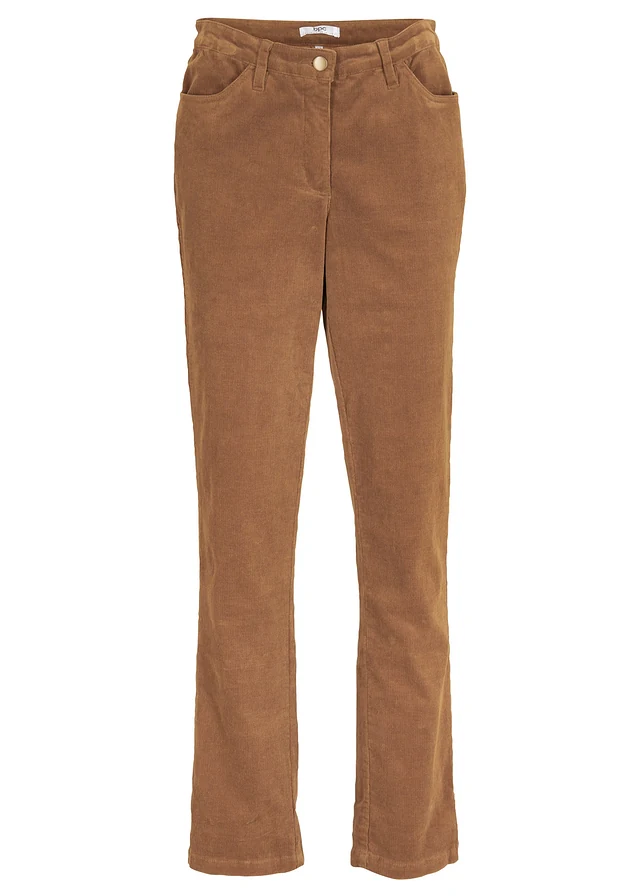 Stretch corduroy broek, straight, Kleur: cognac