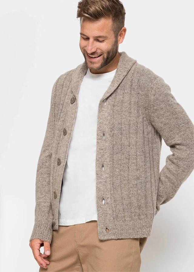 Vest met geribd patroon • sand gemêleerd • product-page.page-title-suffix