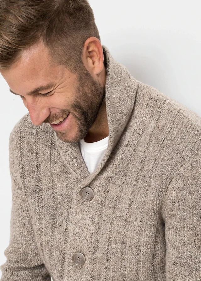 Vest met geribd patroon • sand gemêleerd • product-page.page-title-suffix