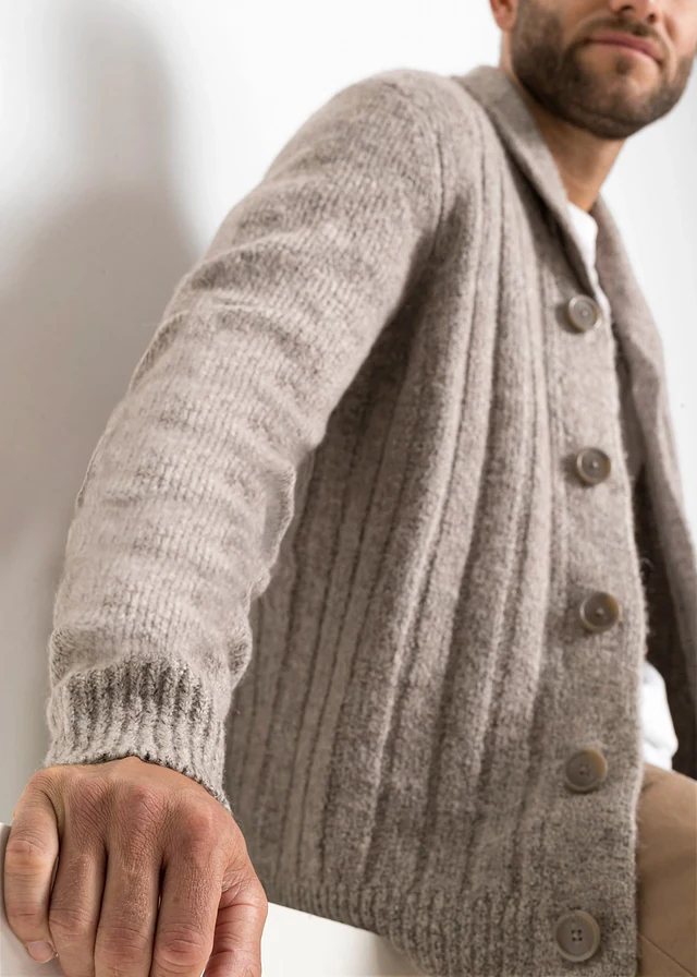 Vest met geribd patroon • sand gemêleerd • product-page.page-title-suffix