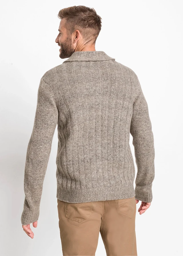 Vest met geribd patroon • sand gemêleerd • product-page.page-title-suffix