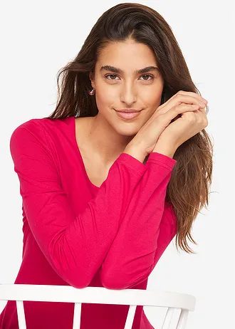 Bluză cu mâneci lungi (set/2 buc.) • grena + gri deschis melanj • magazin bonprix